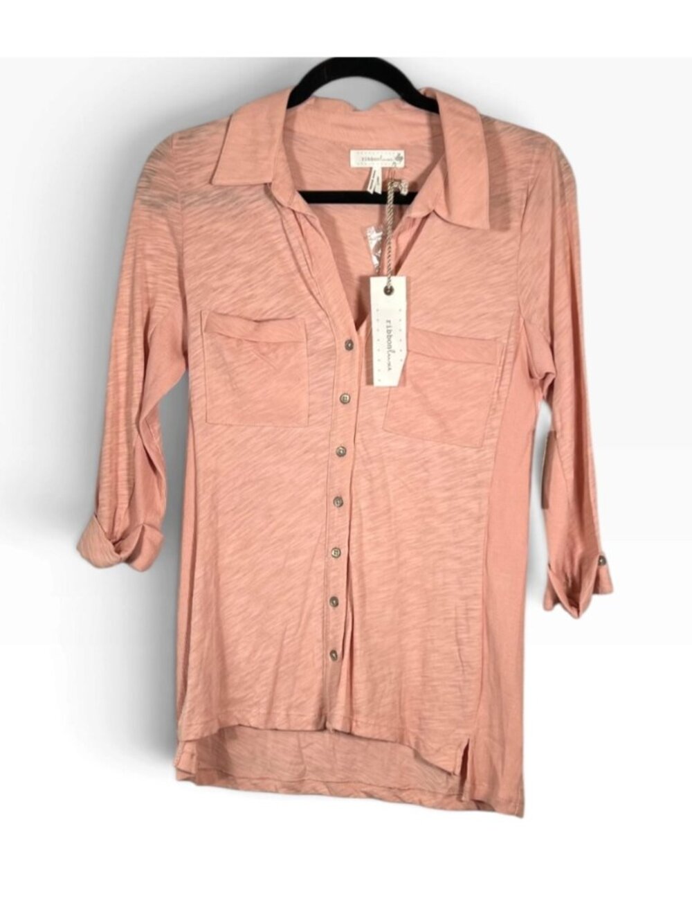 Ribbon Luxe Pink Cotton Shirt Small NWT Hollywood Production Studio Wardrobe